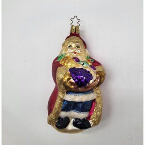 Vintage 1998 Inge Glas Bountiful Santa Blown Glass Ornament Holiday Christmas